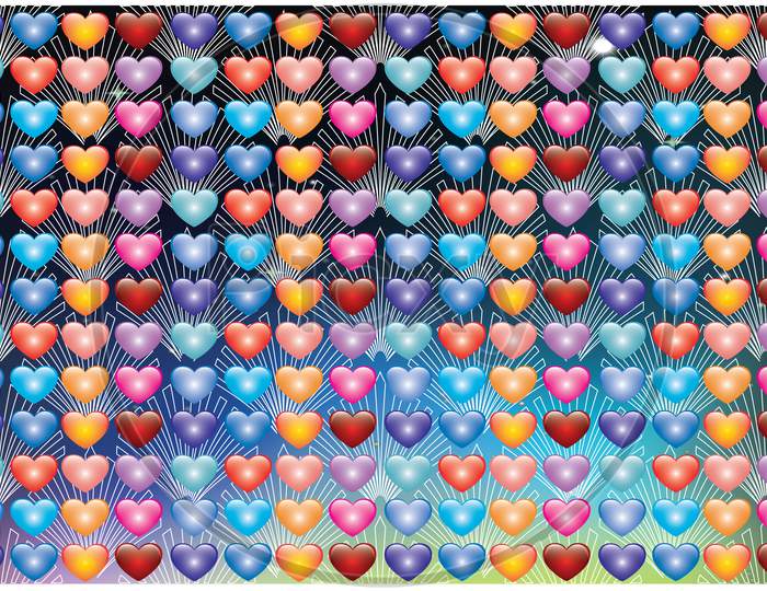 Collection Of Hearts In Various Design On Abstract Background