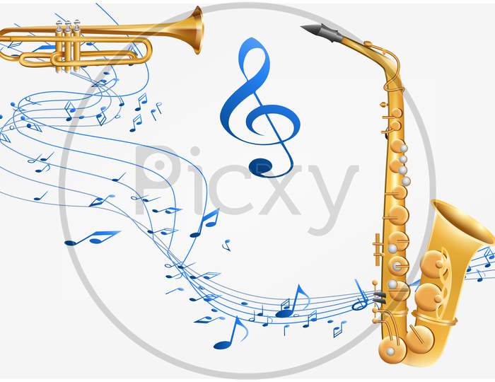 Music Instruments Are On Abstract Background