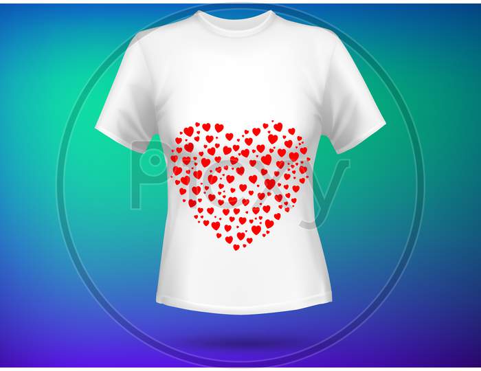Mock Up Illustration Of Women Wear With Heart Art On Abstract Background