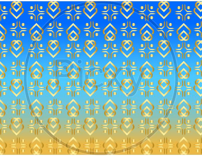Digital Textile Design Of Gold Leaves Art