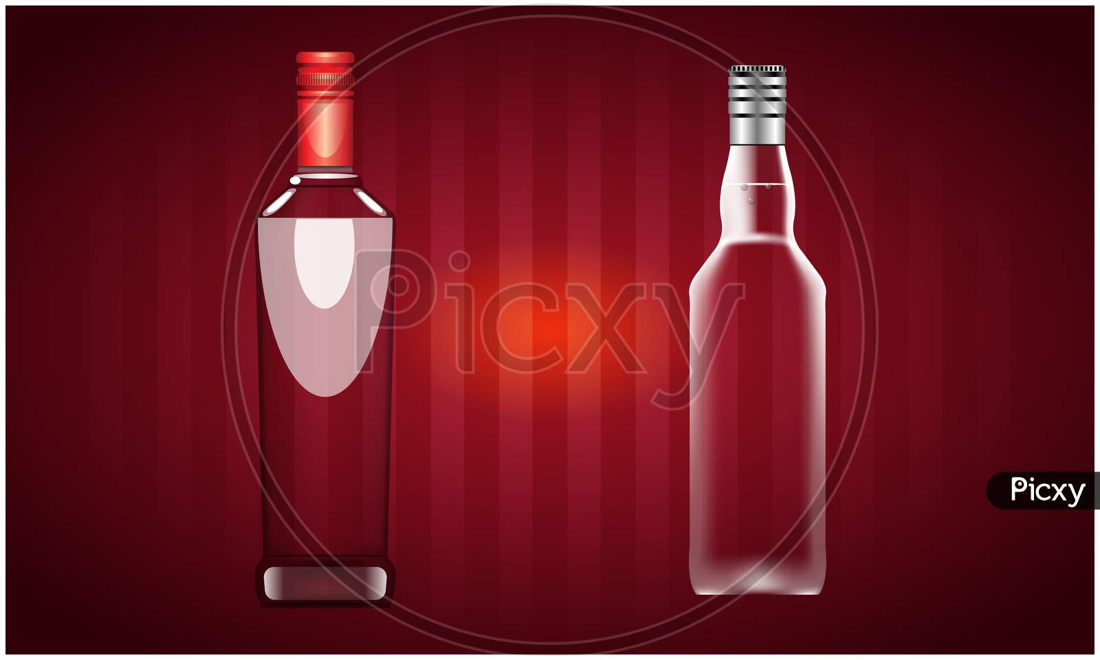 Mock Up Illustration Of Vodka Bottle On Abstract Background