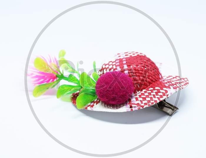 colorful cap hair claw clips isolated on white background with clipping path