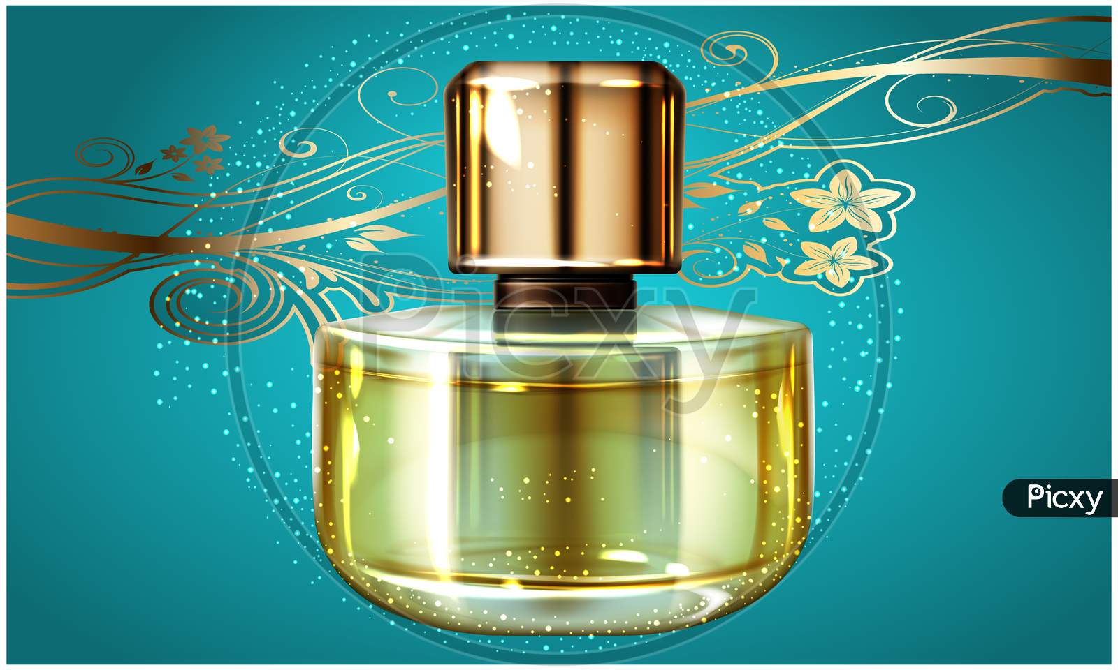 Mock Up Illustration Of Women Perfume On Abstract Background