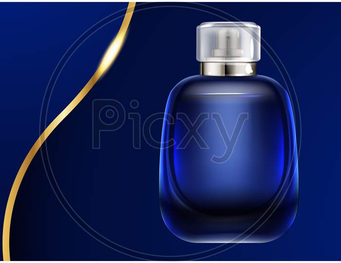 Mock Up Illustration Of Male Perfume On Abstract Dark Background