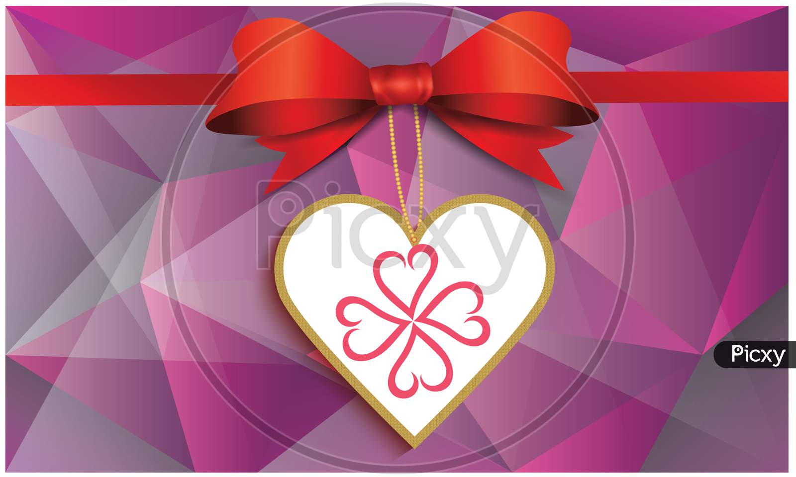 Heart With Ribbon On Abstract Background