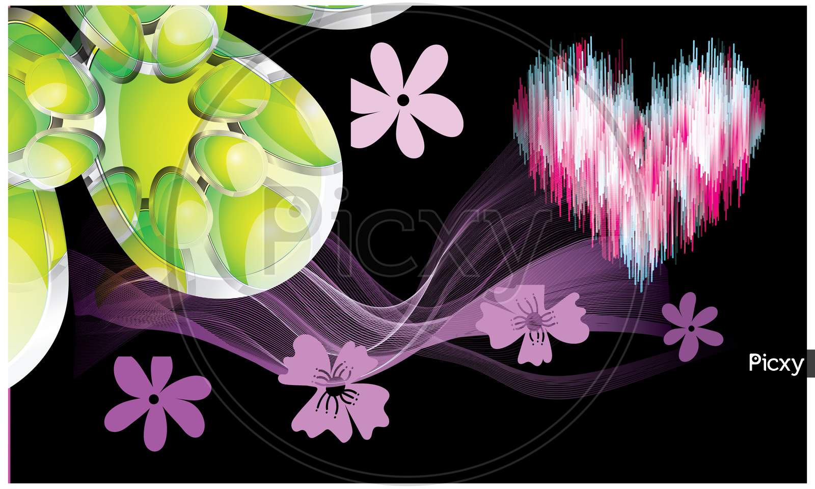 Art Design With Flower And Hearts On Abstract Background