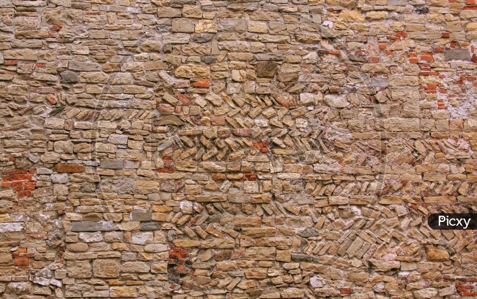 Red Brick And Stone Wall Texture And Pattern