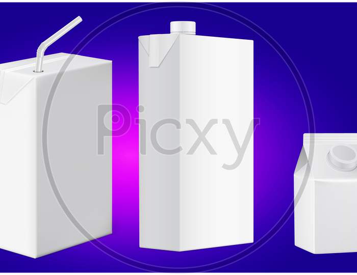 Mock Up Illustration Of Disposable Juice Packages On Abstract Background