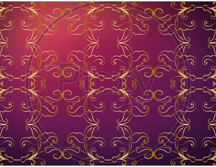 Digital Textile Gold Design On Abstract Background