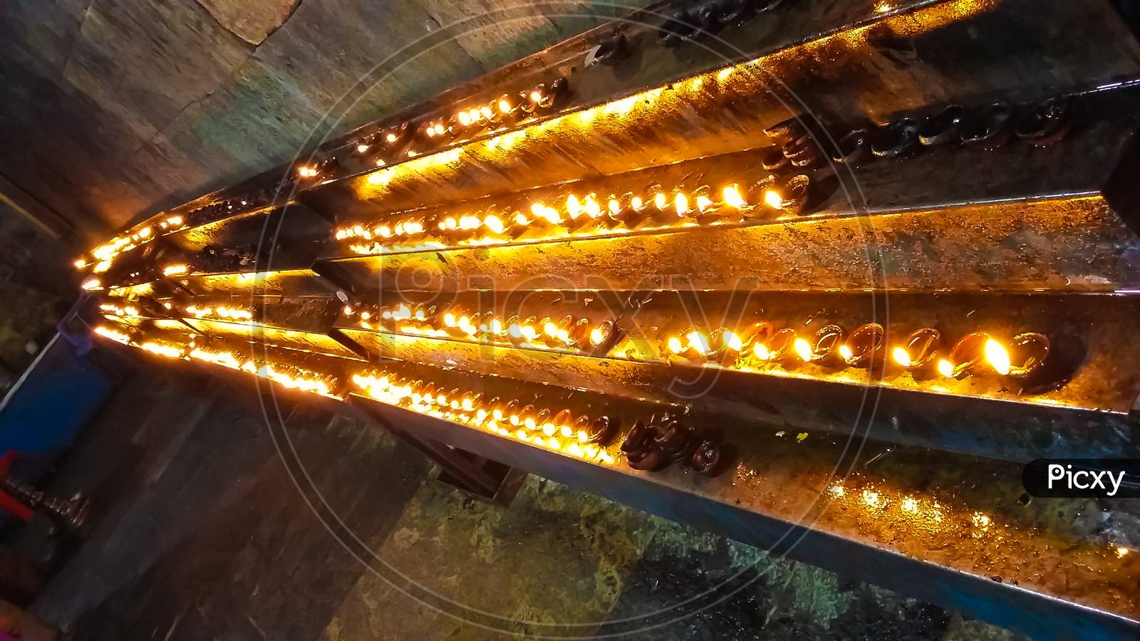 Diyas lighting during diwali puja festival