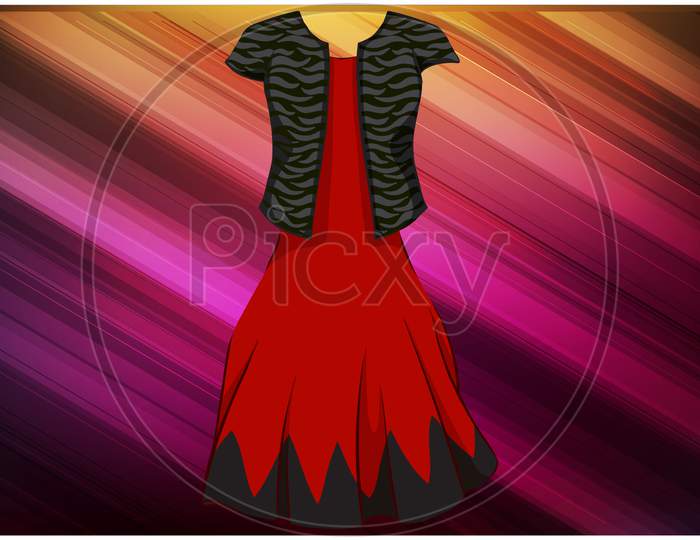 Mock Up Illustration Of Fashion Dress On Abstract Background