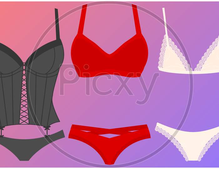 Mock Up Illustration Of Female Sexy Dress On Abstract Background