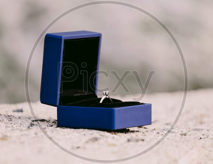 Engagement Ring In Box Close Up