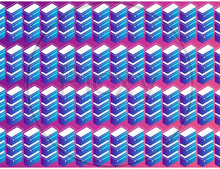 Digital Textile Design Of Various Cubes On Abstract Background