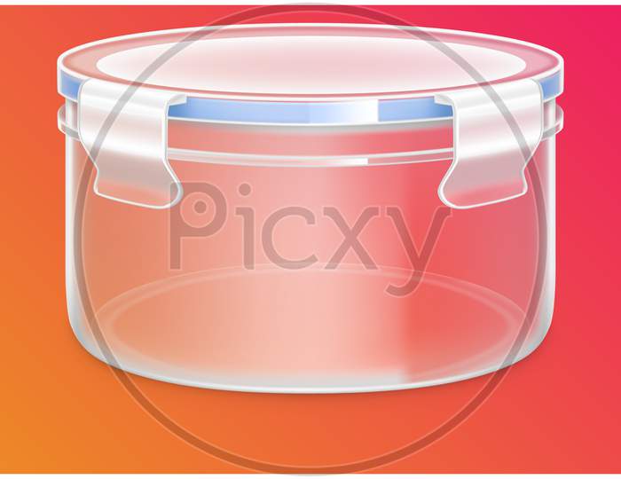 Mock Up Illustration On Round Container Box On Abstract Background