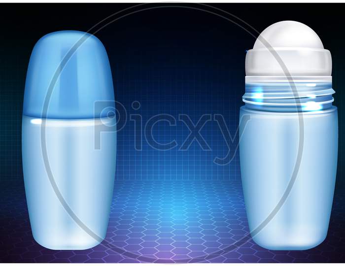 Mock Up Illustration Of Male Deodorant Perfume On Abstract Background