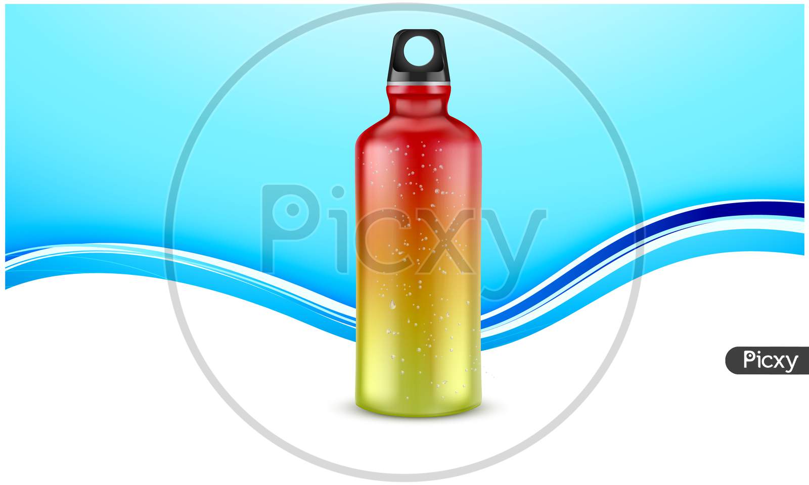 Mock Up Illustration Of Sports Water Bottle On Abstract Background