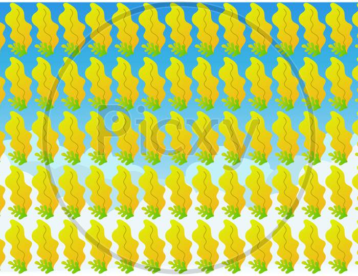 Digital Textile Design Of Leaves On Abstract Background