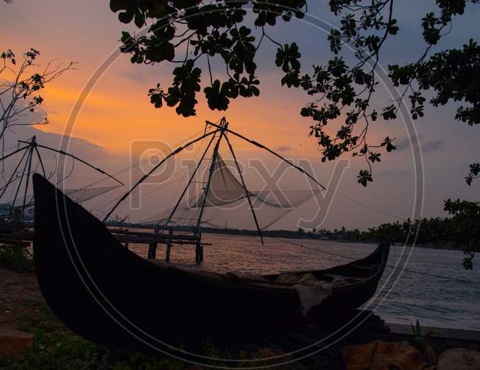 Chinese fishing net at Kochi, Kerala, India.