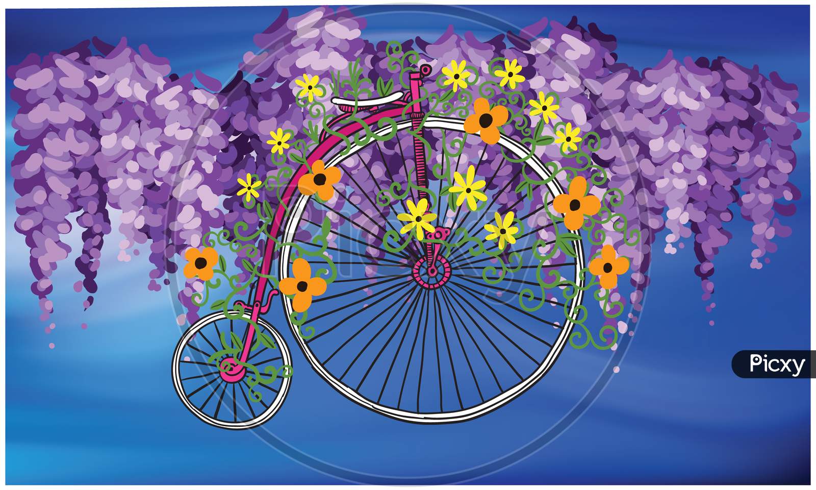 Modern Bicycle On Abstract Background And Textured Leaves