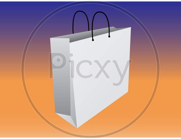 Mock Up Illustration Of Paper Carry Bag On Abstract Background