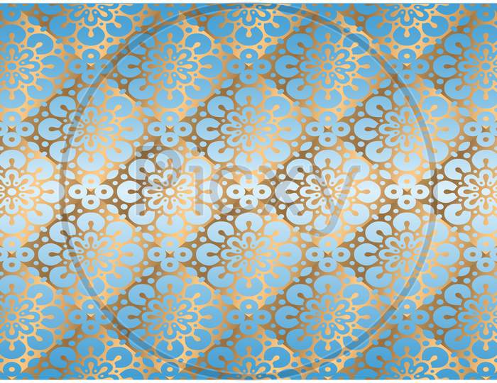 Digital Textile Illustration Design Of Gold Ornament Art