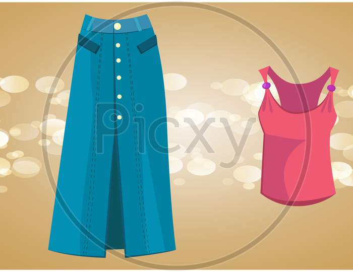 Mock Up Illustration Of Female Fashion Wear On Abstract Background