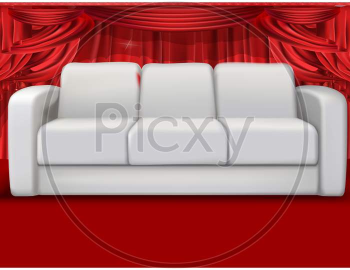 Mock Up Illustration Of White Couch In A Wedding Ceremony