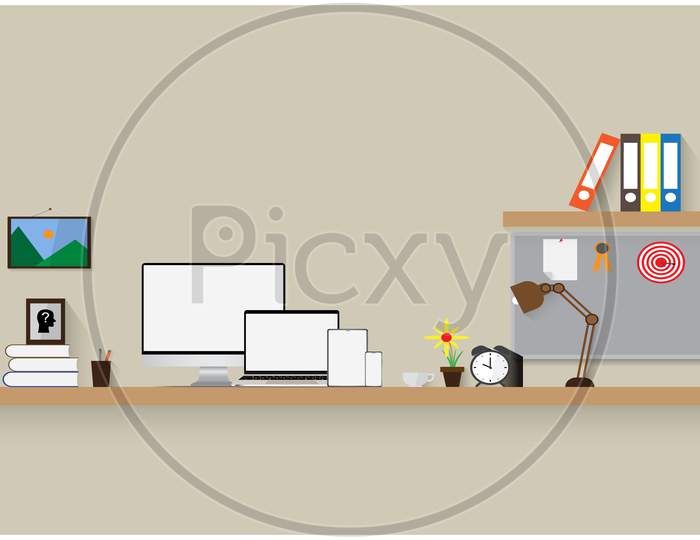 Room Illustration With Mock Up Electronic Devices
