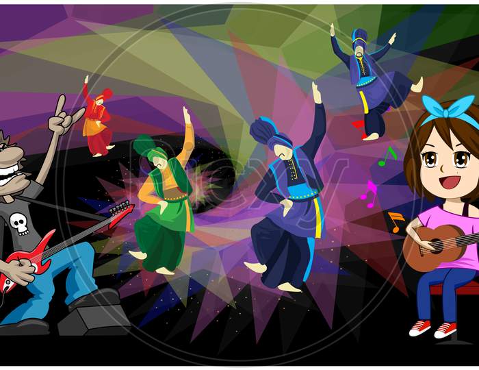 Rock Music And Dance Party On Abstract Background