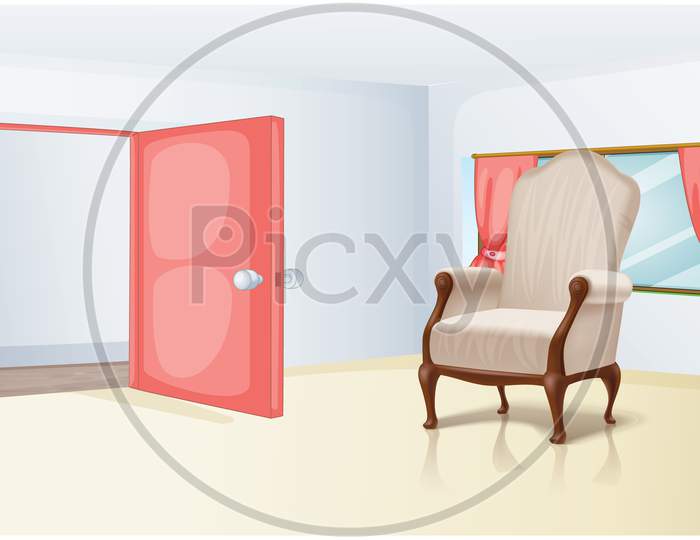 Mock Up Illustration Of Realistic Big Chair In A Room
