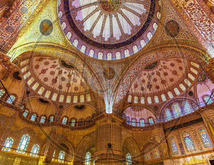 Interior Of Sultan Ahmet Mosque (Blue Mosque) In Istanbul, Turke