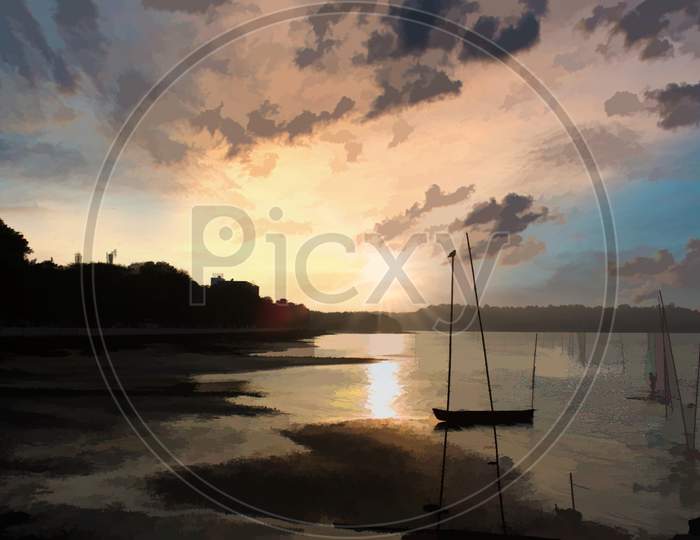 Captured A Beach Sunset Scene In Goa, India