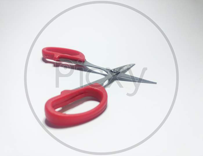 Close Up Of Scissors Isolated On White Background