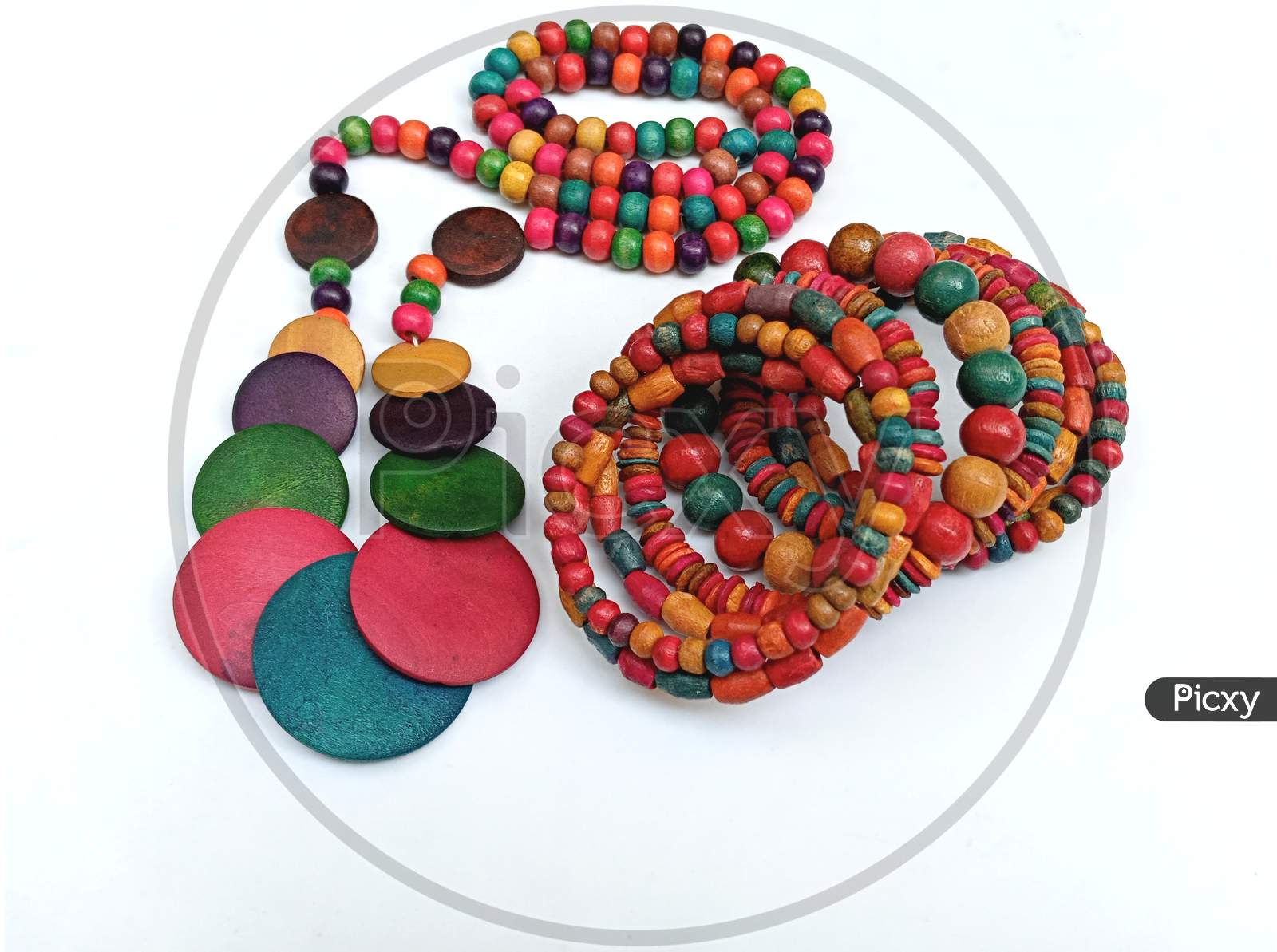 Wooden beads ethnic jewelry.