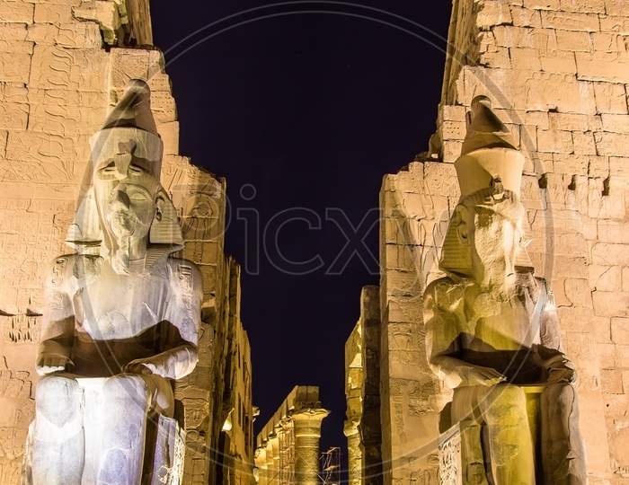 Ancient Statues In Luxor Temple - Egypt