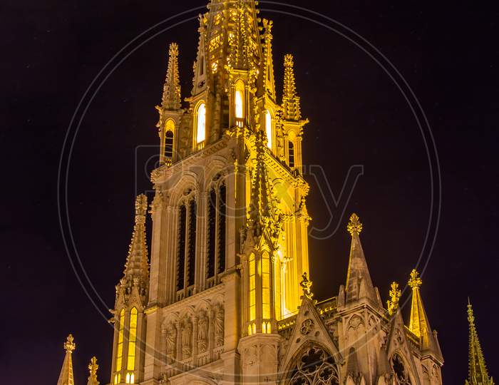 View Of Saint Epvre Basilica In Nancy At Night - France, Lorrain