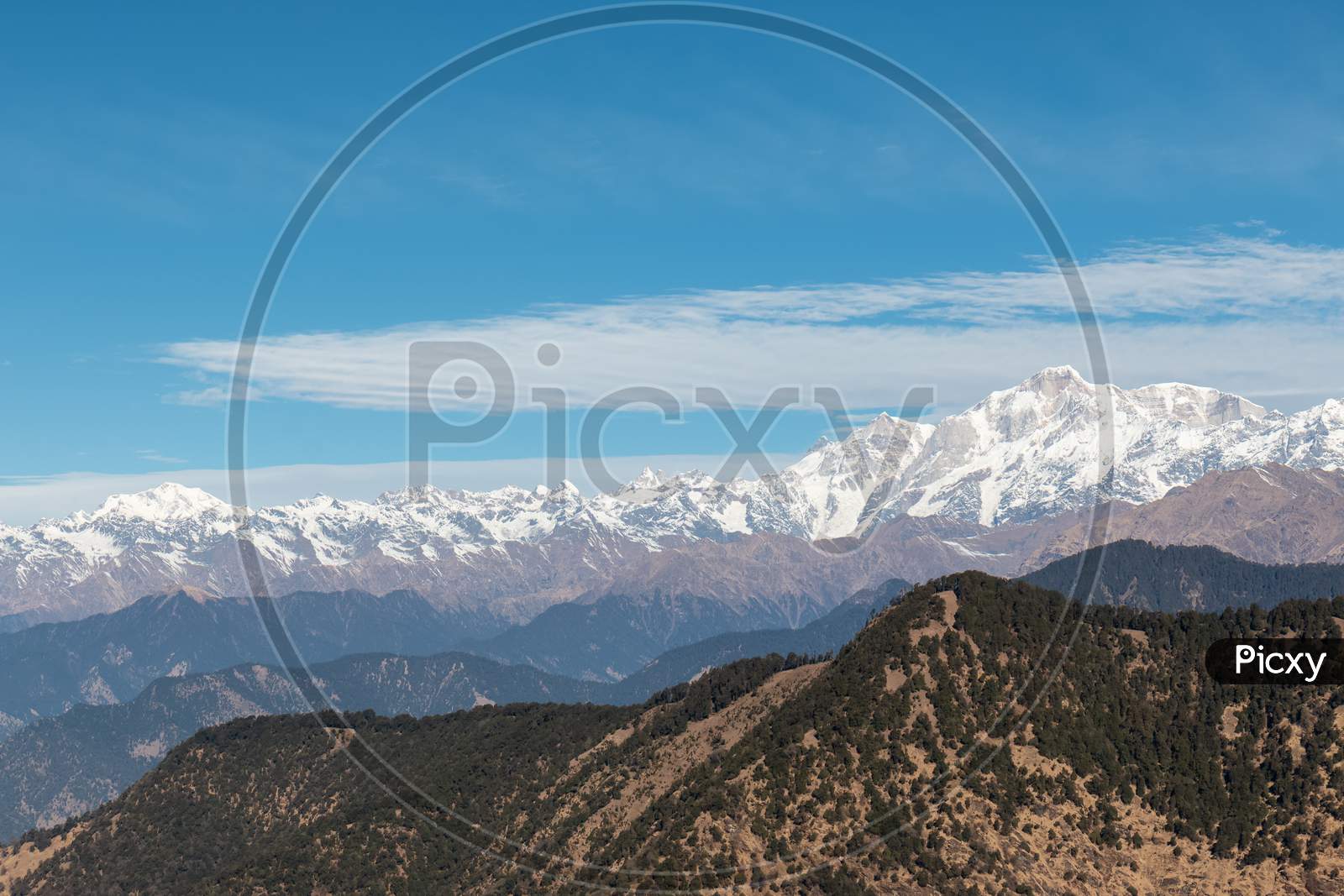 Landscape of Snow covered Mountains