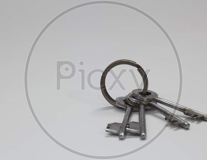 Bunch Of Keys Isolated On A White Background