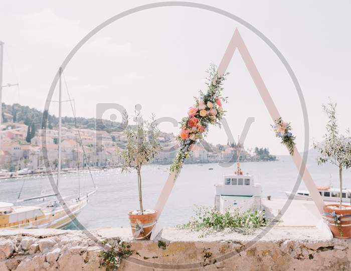Destination Wedding Arch With Sea View In Europe
