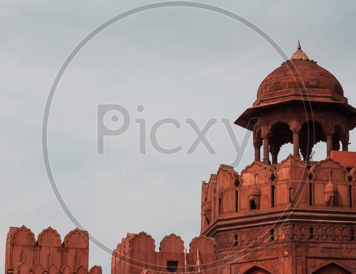 India Travel Tourism Background - Dome, Red Fort (Lal Qila) Delhi - World Heritage Site. Delhi, India