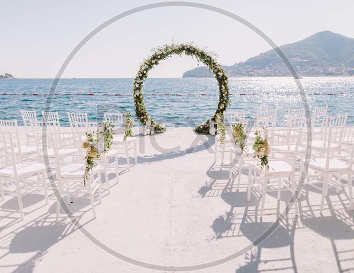 Wedding Arch Reception With Sea View In Montenegro