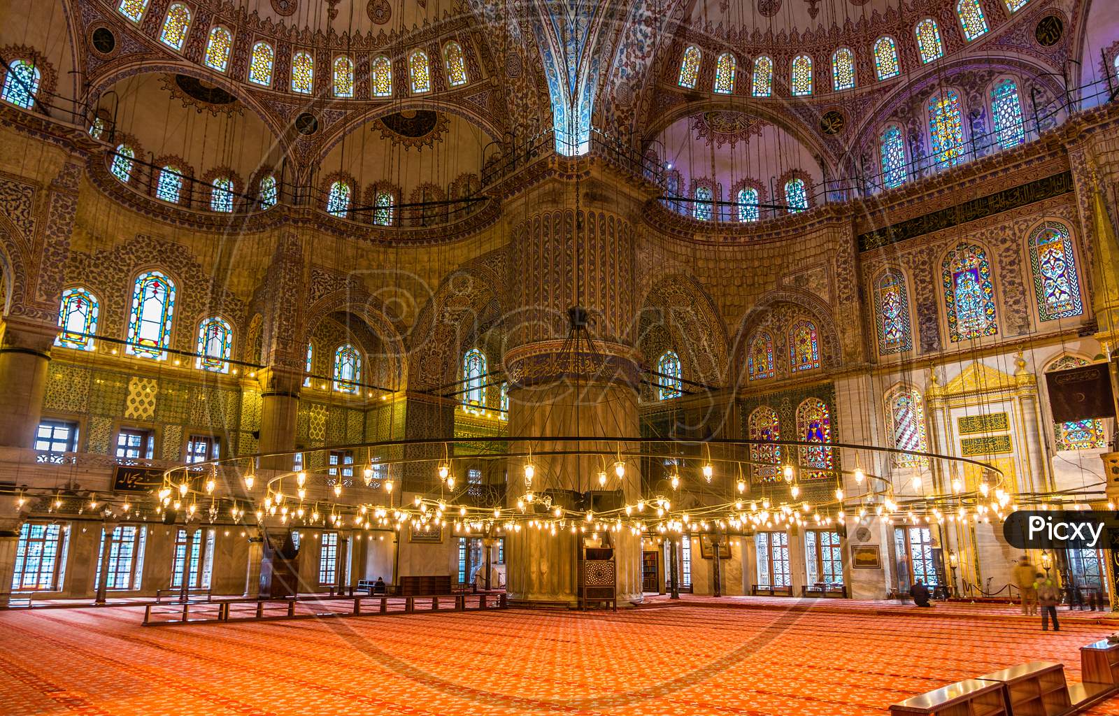Interior Of Sultan Ahmet Mosque (Blue Mosque) In Istanbul, Turke