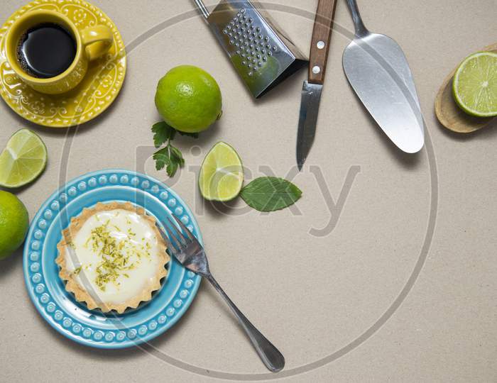 Food Concept Homemade Organic Lemon, Lime Tarts.