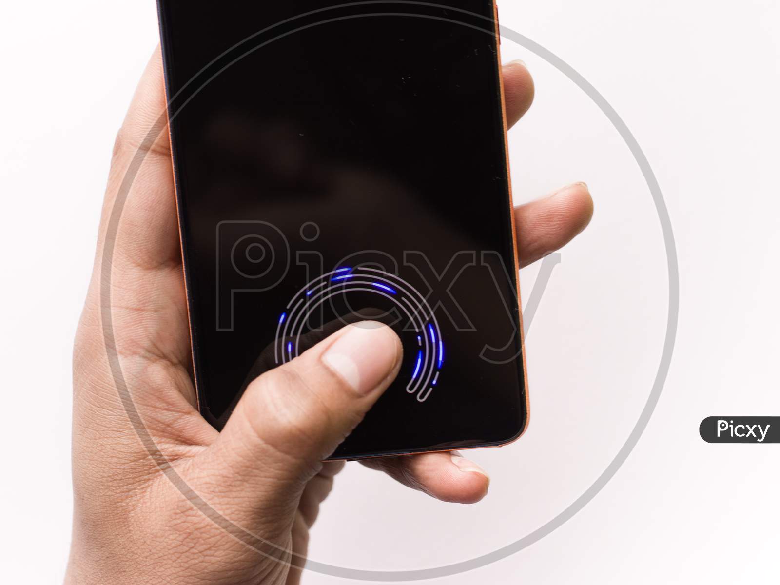 In-display fingerprint sensor of new phone stock image shot on dibrugarh assam india - 26 february 2020.