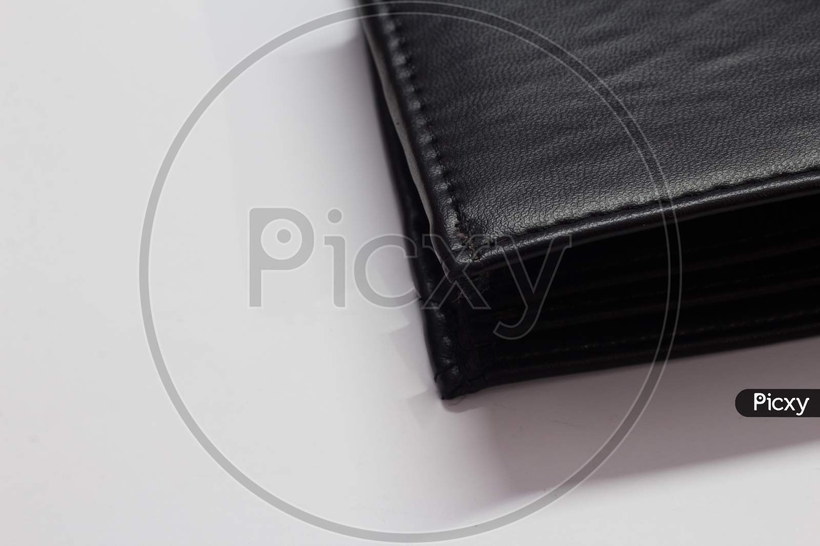 Black Wallet Isolated On White Background With Space For Text