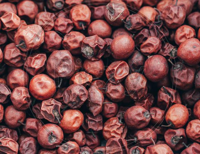 Close Up Of Red Dried Jujube. Ziziphus Mauritiana, Also Known As Chinese Date, Ber, Chinee Apple, Jujube, Indian Plum, Regi Pandu, Indian Jujube, Dunks (In Barbados) And Masau