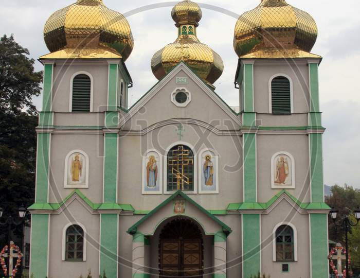Rahiv Orthodox Church In Center Of Town, Ukraine