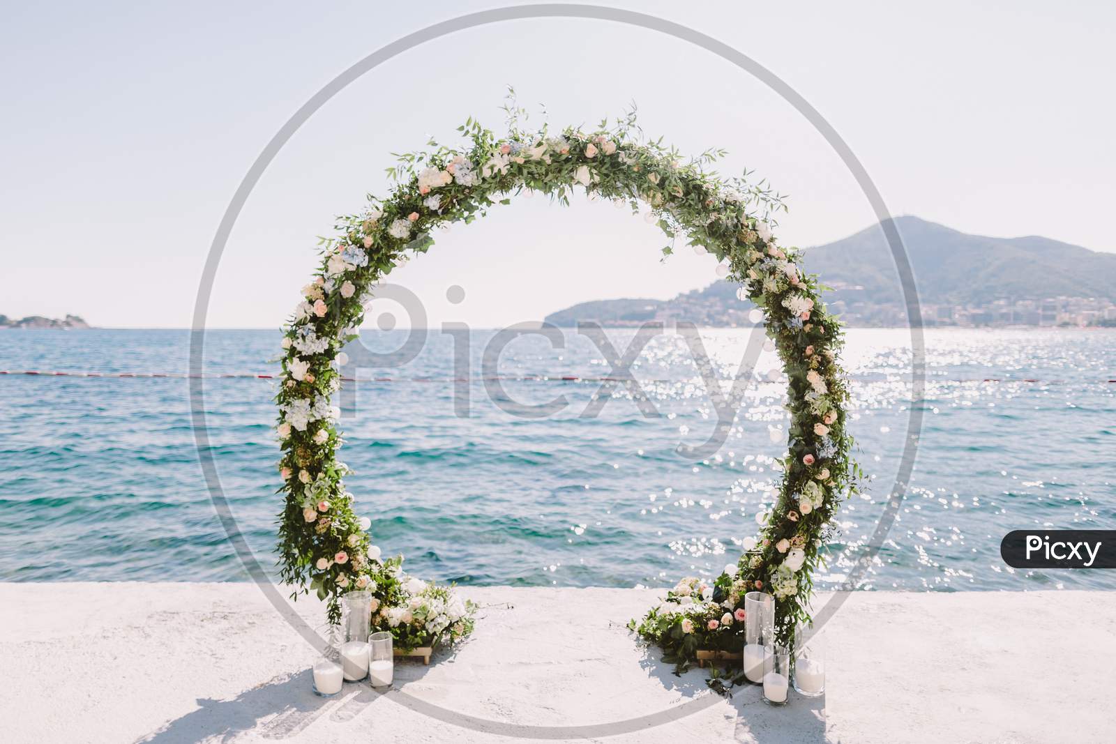 Wedding Arch Reception With Sea View In Montenegro