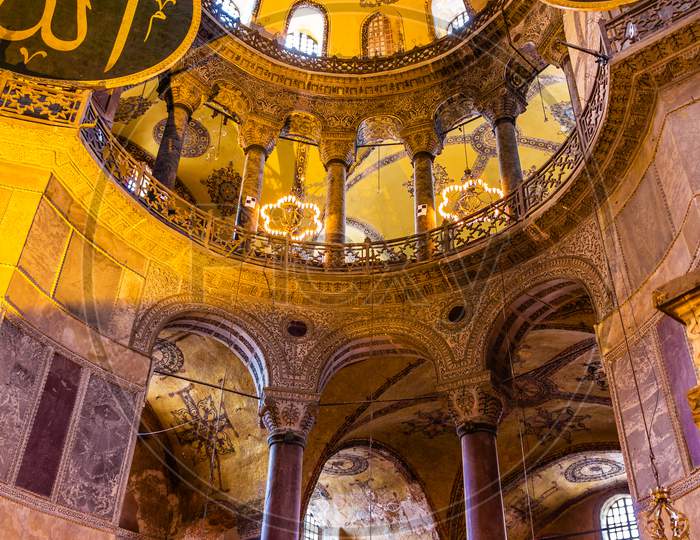 Istanbul, Turkey - January 6: Interior Of Hagia Sophia Museum On